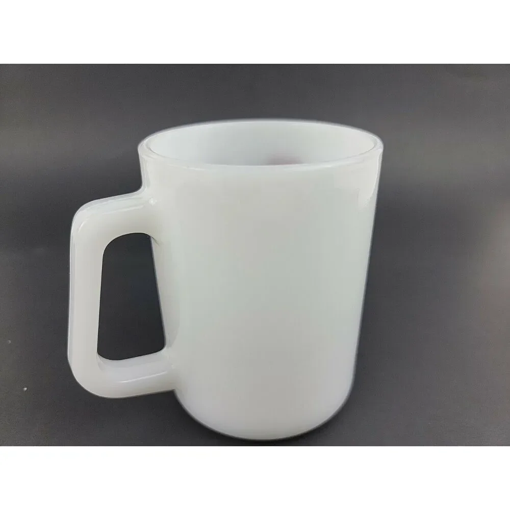 Vintage Federal Glass Mug White Milk Glass CANADA Beaver Maple D Handle